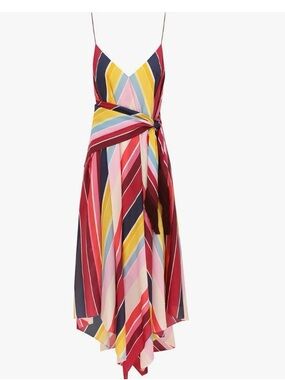Zimmermann Multicolor Striped Asymmetrical Midi Dress